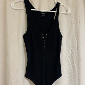 Forever 21 ribbed Bodysuit. Sz small. Black. Henley style